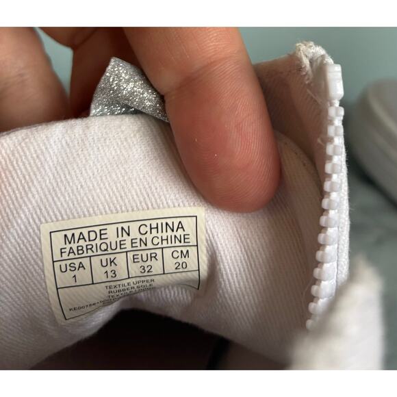 Keds High Top Sneakers Lace Up Confetti Smiley Face Girl's Size 1 - Picture 9 of 11